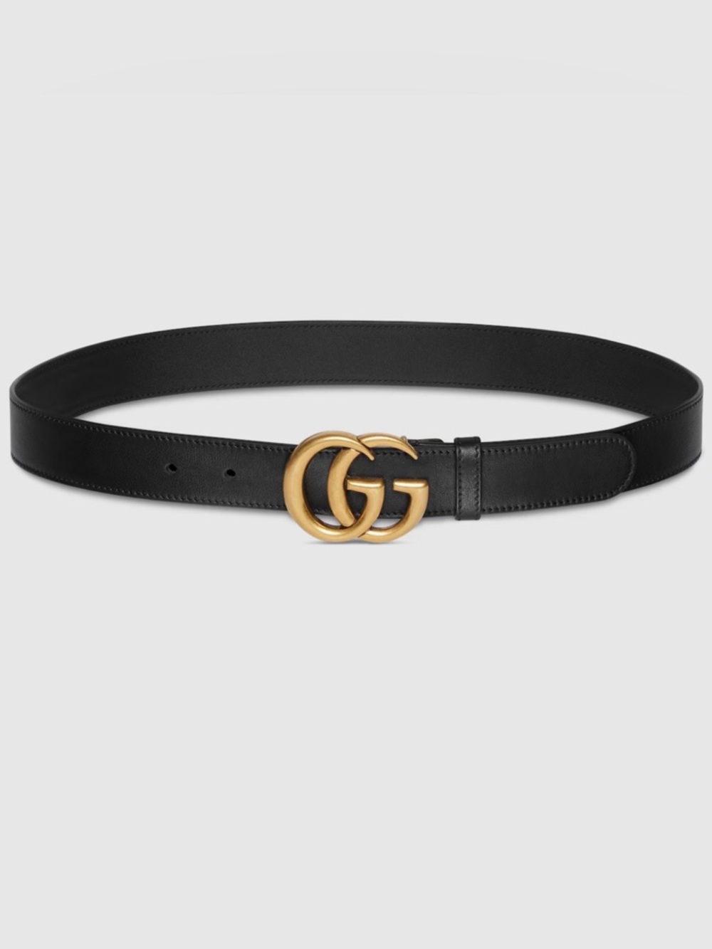 Gucci Black Gold GG Logo Leather Marmont Belt